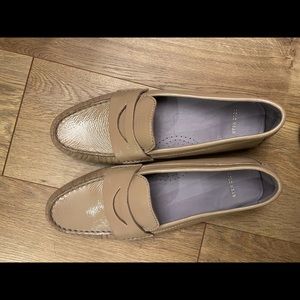 Cole Hann beige patent leather loafers